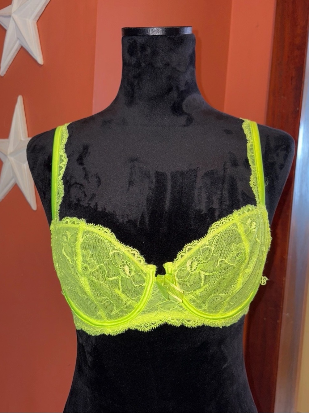 Vintage Victoria's Secret Neon Lace Underwire Balconette Bra